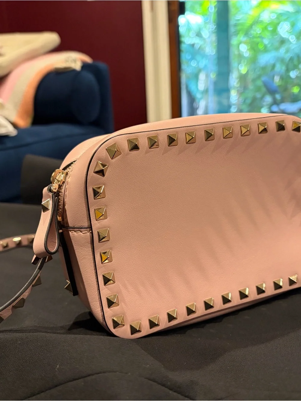 Valentino Garavani Blush Pink Rockstud Leather Crossbody
